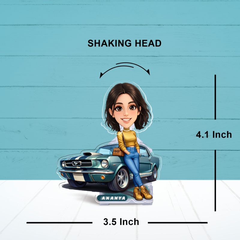 Personalized Bobblehead Caricature Car Dashboard Solar Accessories with Shaking Head Gift for Car Lover Birthday Gift for Sister & Bestie